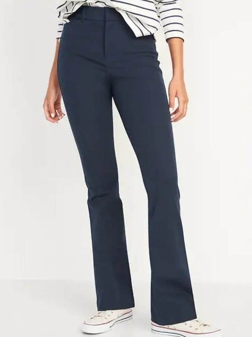 Old Navy High-Rise Pixie Flare Pants Navy Size 10 Petite Hemmed